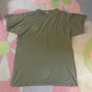 Dark sage green T-shirt. 100% cotton, loose fit.